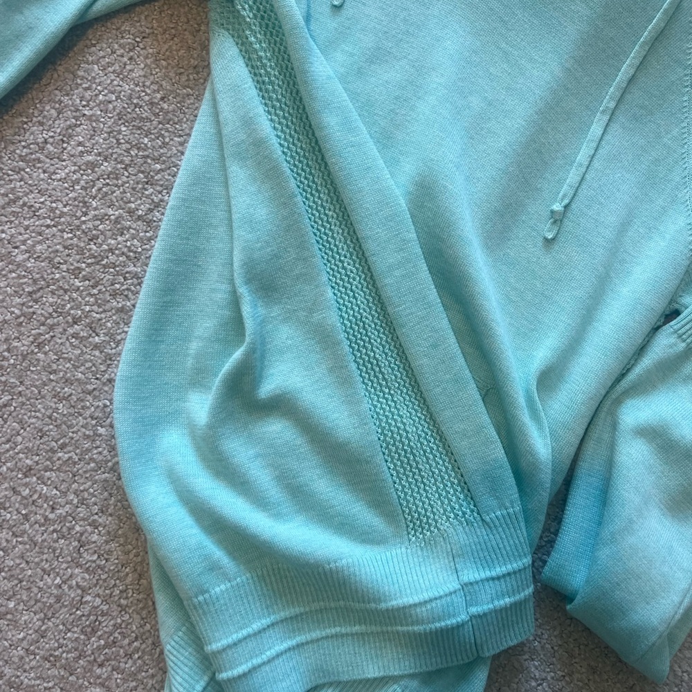 Athleta Evergreen Teal/Mint Hooded Pullover Sweater medium - Picture 6 of 7